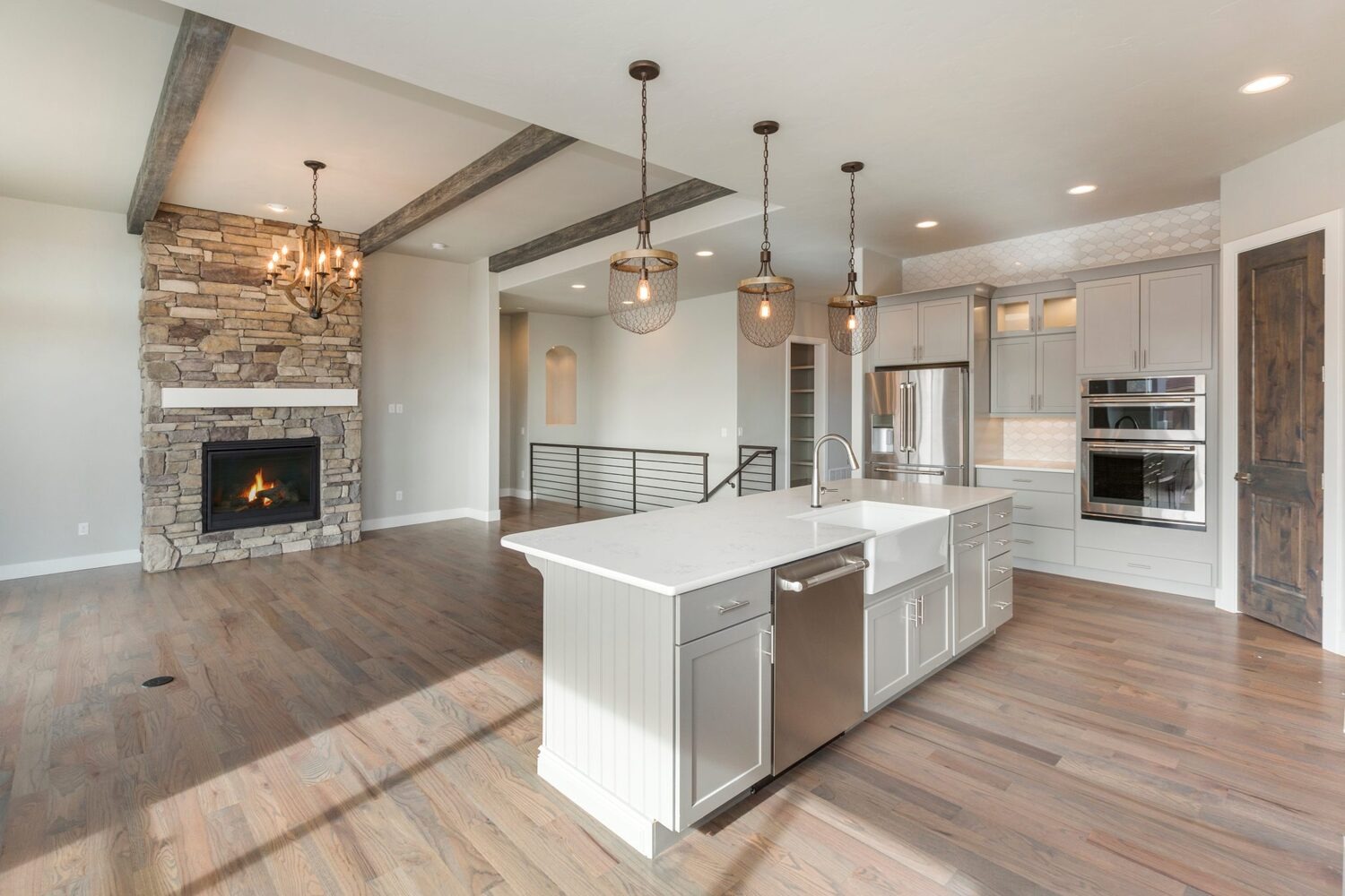 Home remodeling Buffalo Grove resulted in a modern living area with an open kitchen
