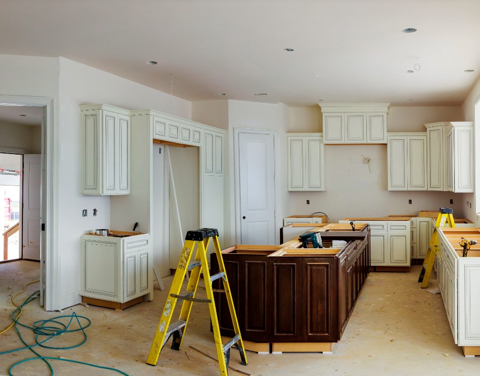 The renovated kitchen area during the whole home remodeling Golf project