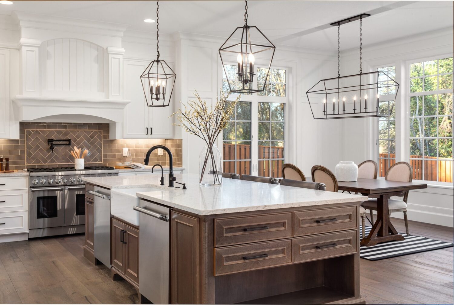 wooden white and brown, traditional kitchen after the kitchen remodeling Highland Park project